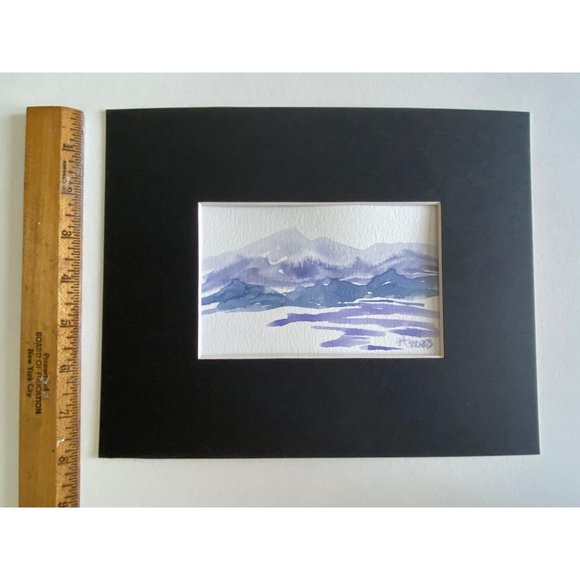 Blue Serenity - Original Wall Art Watercolor Painting Matted Frame Ready 8”x10” - Picture 6 of 7